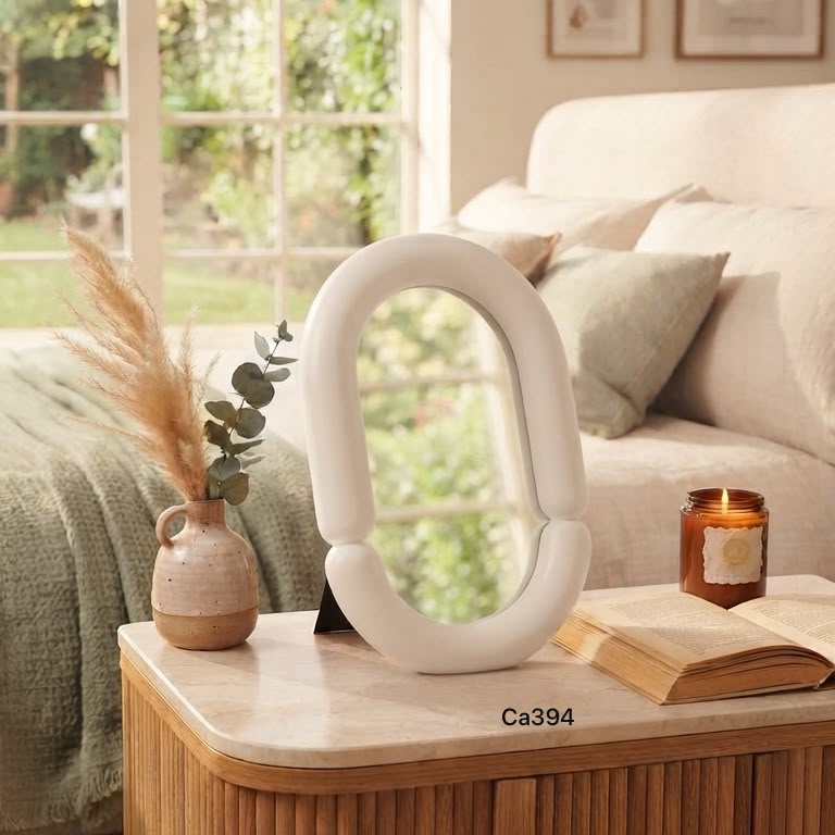 Espejo de mesa circular blanco 19,5cm* 30cm* 3cm